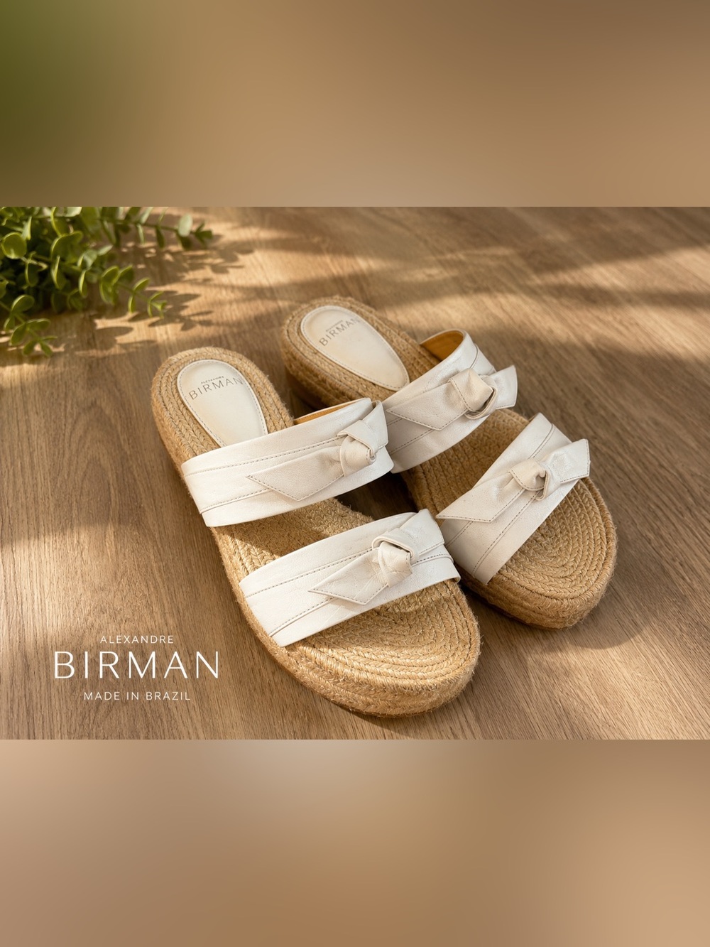 Alexandre Birman White Leather Espadrille Platform Slide Sandals Size 39.5